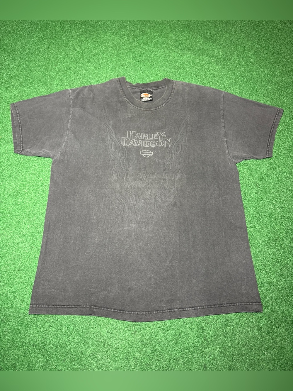 Harley Vintage Flame T Shirt RARE Black Out Faded Large GRAIL Shirt